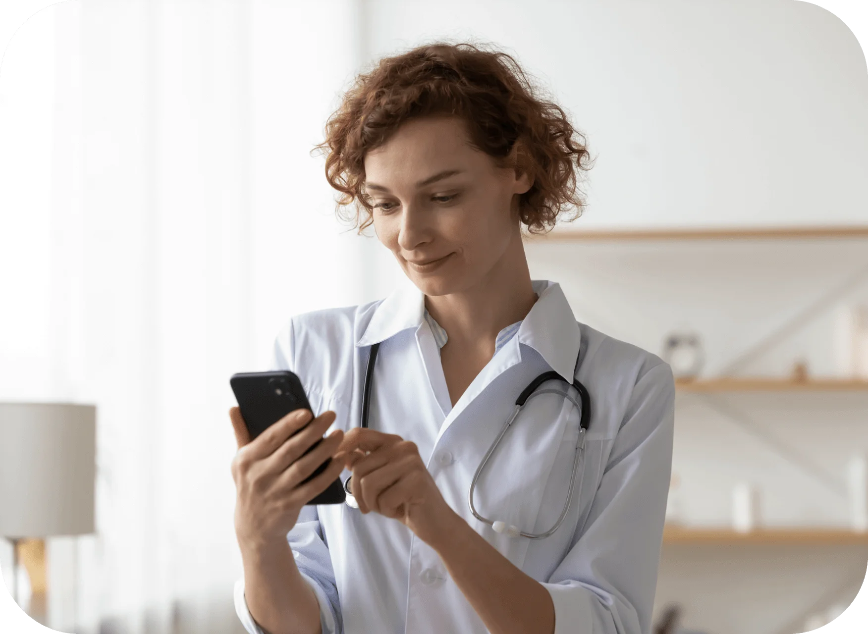 Woman holding tablet with pills, watching doctor on screen.